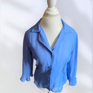 🐦 Chadwicks Elegant Blue Women's Blouse Sz M